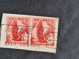 2 Briefmarken US stamp Air mail 5c 5 Cent 2 x Eagle Rot 1958