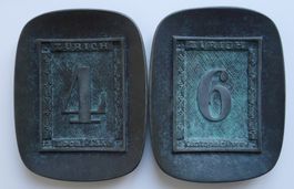 ZÜRICH 4 + 6, Kantonalmarken Wandteller, speziell