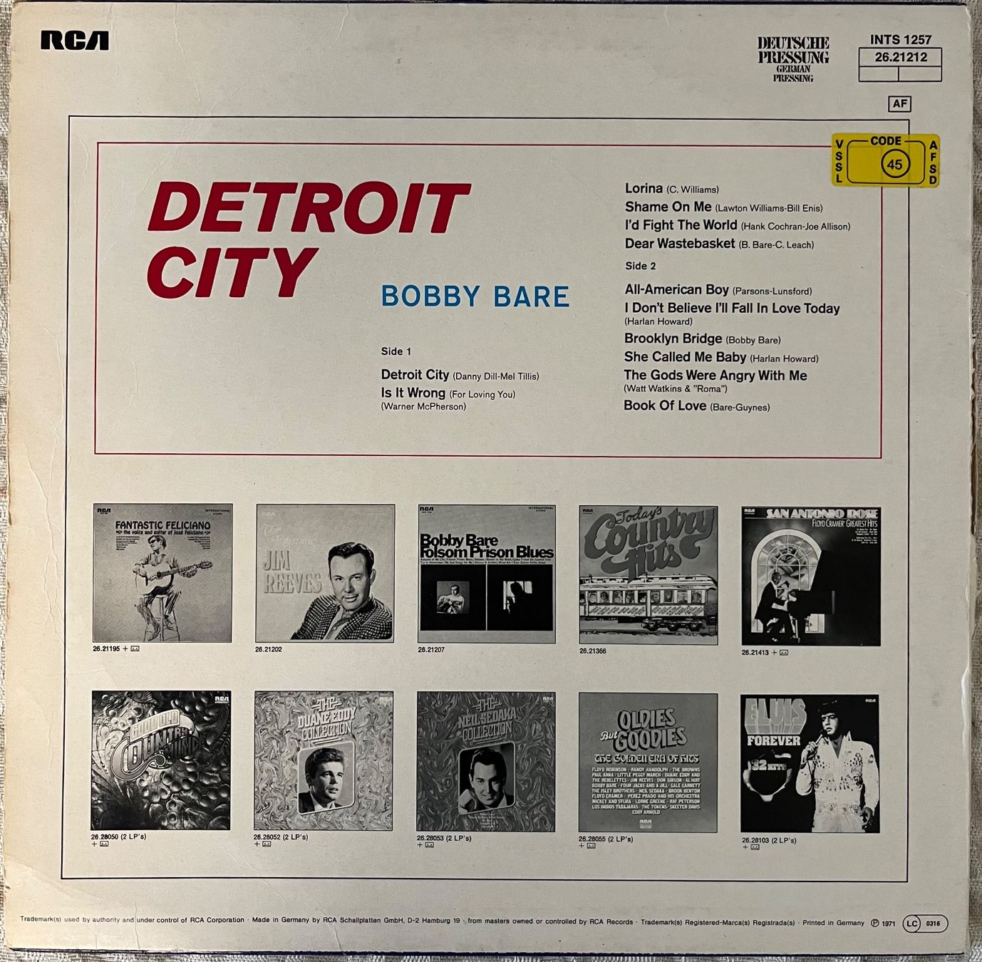 Schallplatten: Bobby Bare – Detroit City – Gebraucht aus Döttingen von zha_xh2w 1