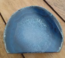 Halbe Agat Scheibe blau/grau gute Dekoration