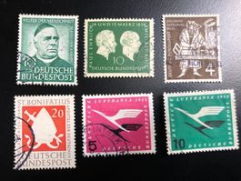 6 timbres oblitérés 1953-55 RFA