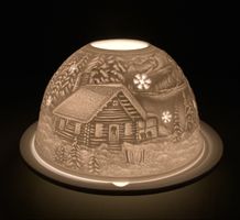 Teelicht/Lithophane mit Wintermotiv