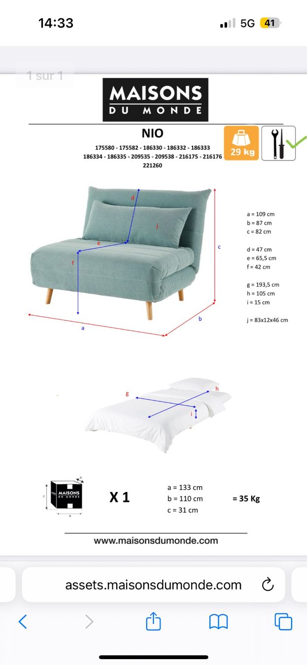 Maisons du monde Sofas: Canapé convertible 1 place – Gebraucht aus Les Acacias von dup_s2t9 3