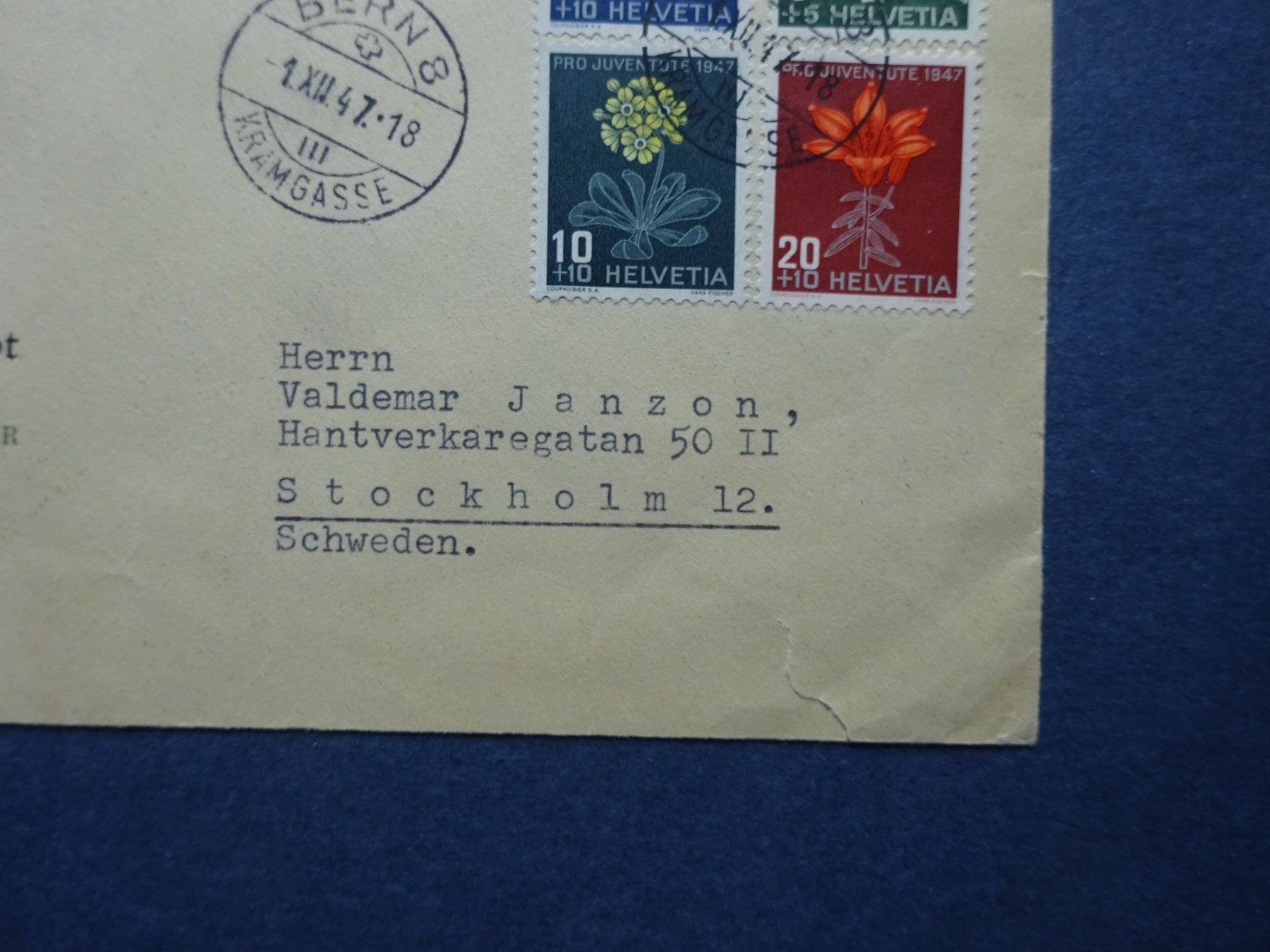 Alle Briefmarken: 1947 Pro Juventute FDC mit seltener Illustration – Gebraucht aus Appenzell-Steinegg von adi1975 2