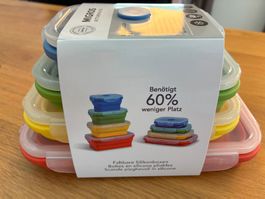 Lunchboxen 4er-Faltbare Silikonboxen 0,35/0,5/0,8+1,2l NEU