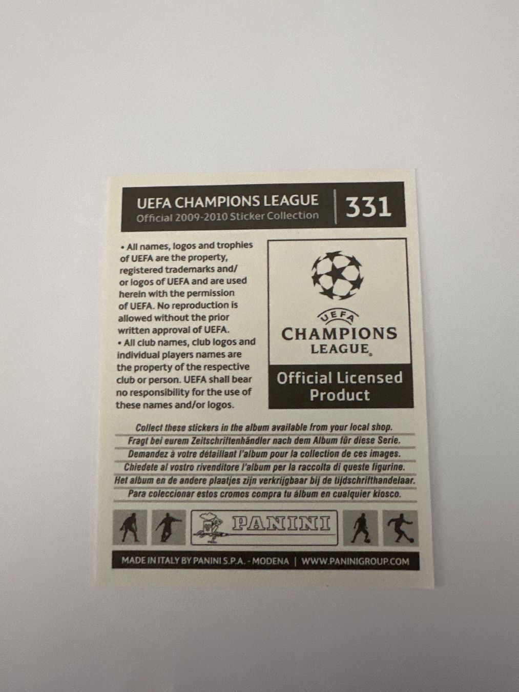 Panini Sammelbilder & Trading cards: Panini UEFA Champions League 2009-2010 - Nr. 331 – Gebraucht aus Sulz AG von DealWerk 1