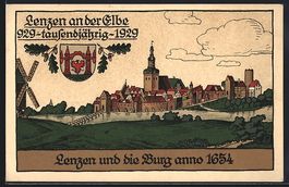 Steindruck-AK Lenzen a. d. Elbe, Festpos