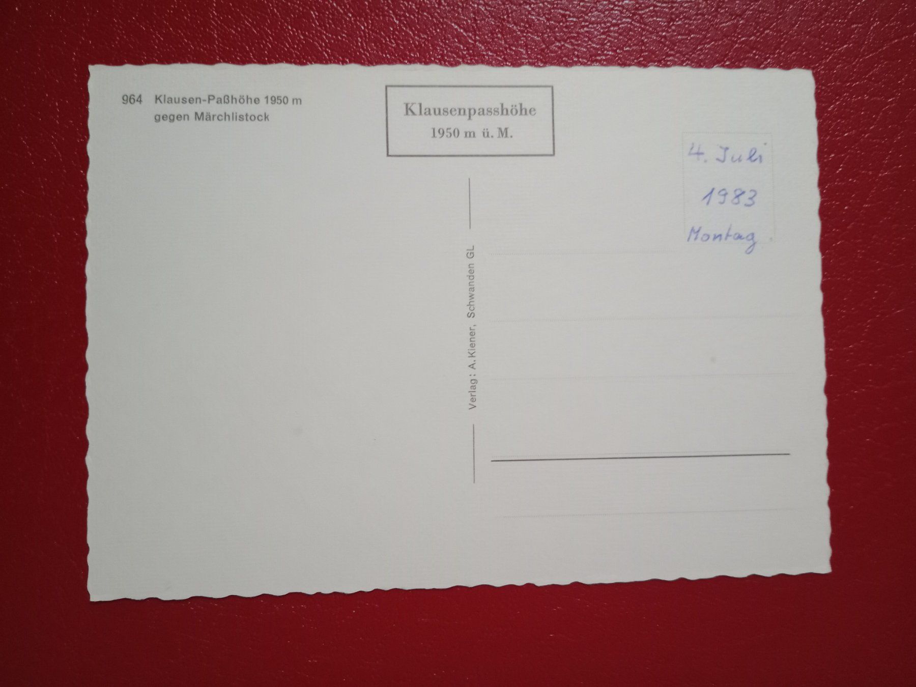 Cartoline postali: Klausenpass Passhöhe datiert 1983 – Usato da Küttigen venduto da Melisch1000 1