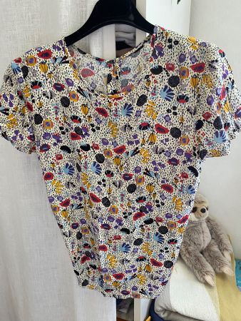 Sommer Bluse Viskose Blumen Gr. 36/S