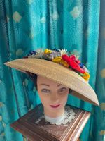 1950s vintage American Straw Wide Brim Mushroom Hat Hut
