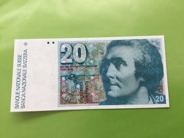 20 Franken nötli 1992 ( minim Falten, ansonsten Bankfrisch)