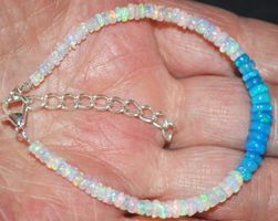 Armband L-7463 – Paraiba & Weisse Opal Rondellen 3 bis 5 mm