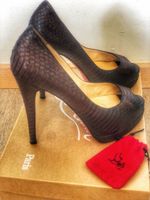 Christian Louboutin Python Peep Toe Heels, Size 37