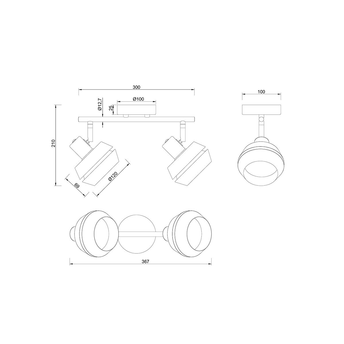 Lampadari & plafoniere: Strahler, 2er Spot, 38 cm x 12 cm – Nuovo (secondo la descrizione) da Kreuzlingen venduto da Smart-Light 4