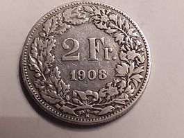 2 Franken Silbermünze Jg.1908