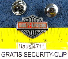 HARLEY-DAVIDSON MOTOR CYCLES PIN PEWTER USA MIT SECURITYCLIP
