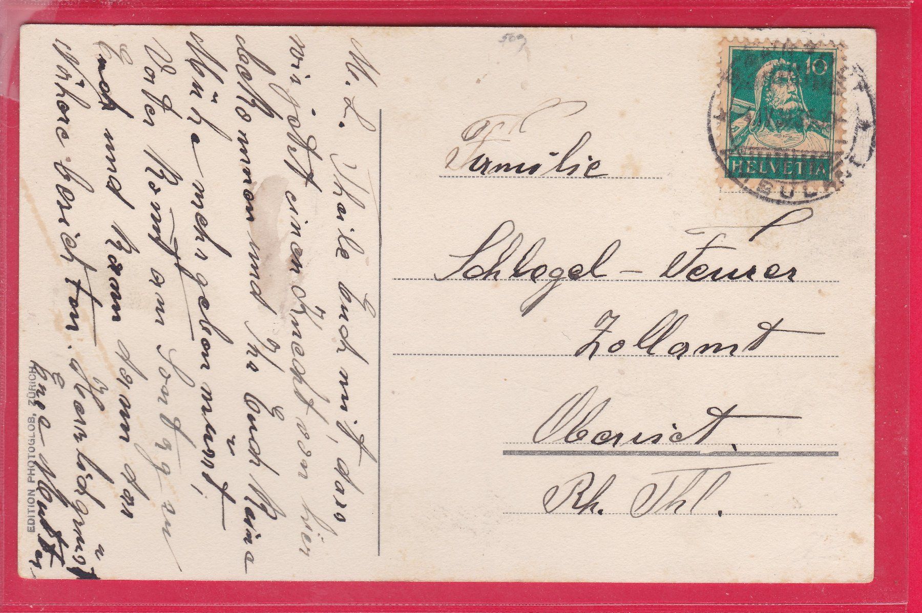Ansichtskarten: SCHWEIZERISCHE GEBIRGSPOST, 4.4.1930 – Gebraucht aus Oberrieden von Gebirgsstelze 1