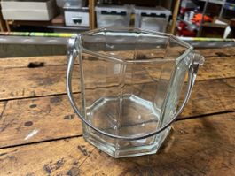 Secchiello per il ghiaccio vintage in vetro e metallo