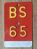 BS 65 - VELONUMMER - FAHRRADSCHILD - PLAQUE DE VELO - BS 65