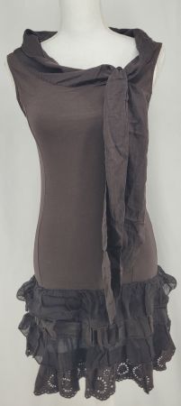 ROBE BRUNE VOLANT taille S