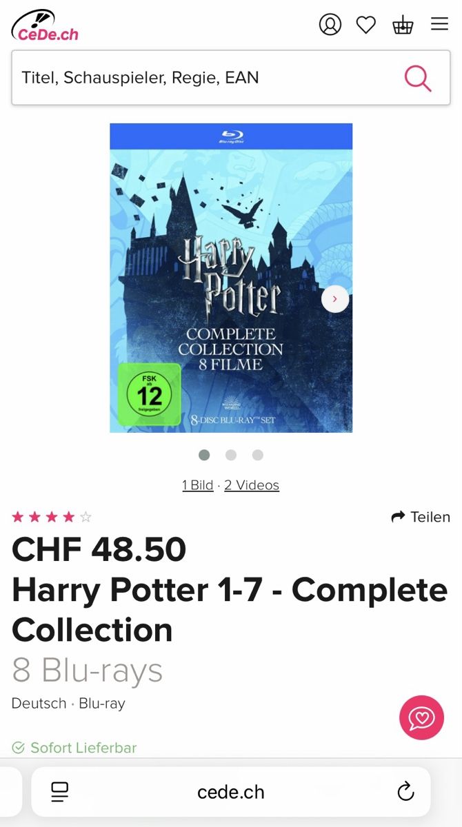 Alle DVDs: Harry Potter 1-8 / Bluray Box – Gebraucht aus Herzogenbuchsee von Christen3 4