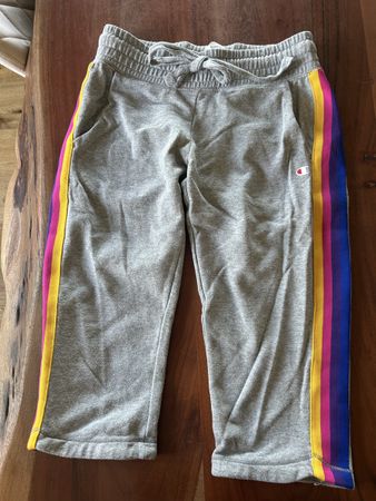 Champion Damen 3/4 Traunerhose Grau XS💜 mit Farbstreifen