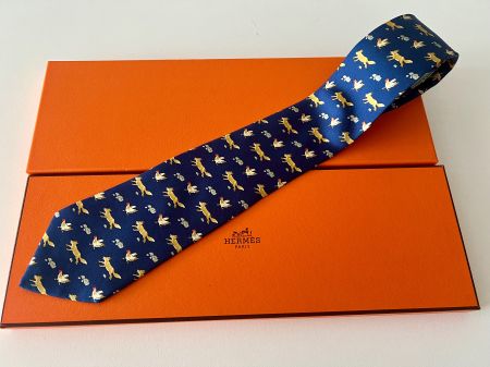 Cravate HERMES-Paris „Hunting Fox“ - avec box original