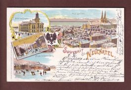Souvenir de NEUCHÂTEL - Neige - 1900 Litho