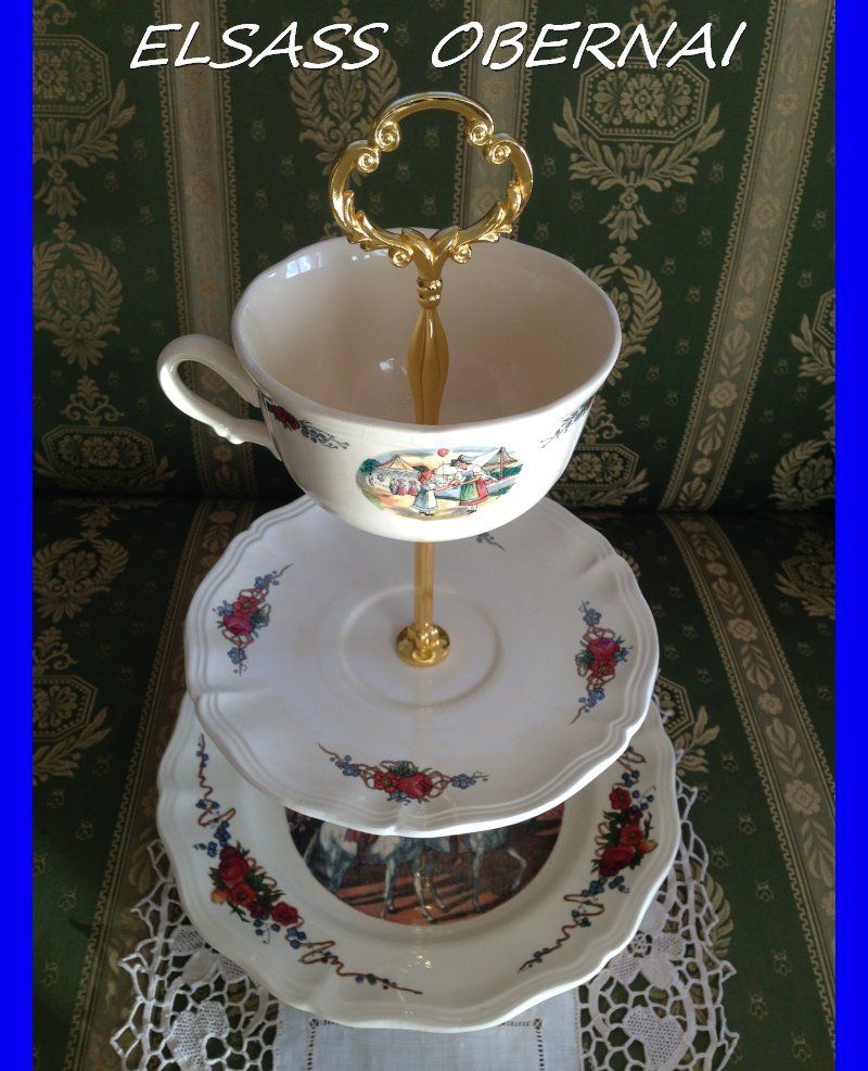 Piatti: Grosse Etagere mit Obernai Elsass Gedeck – Usato da Subingen venduto da ArtBead 4