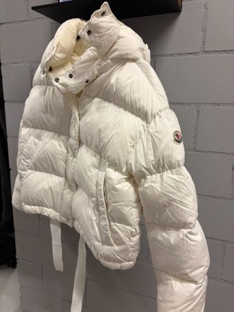 Moncler Daunenjacke Cropped Weiss mit Kapuze Damen