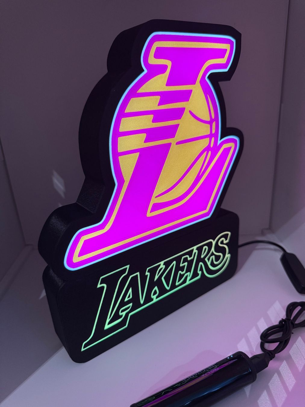 Lampen: Lightbox lampe led Blanc et RGB Lakers – Neu (gemäss Beschreibung) aus Vicques von PAMB3D 9