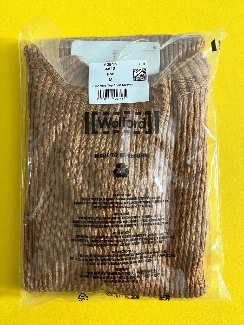 Maglioni & Felpe: WOLFORD Cashmere Kurzarmpullover, Grösse M, Farbe Lion – Nuovo e nell'imballaggio originale da Rudolfstetten venduto da gst_g7xl 5