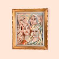 Superb painting young Women portraits oil on canvas
