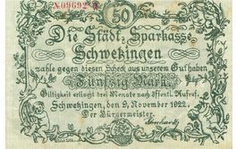 Schwetzingen 50 Mark SN rot 09.11.1922 VZ+-VZ++