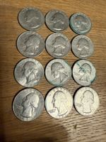 12 Stück US Vierteldollars, Quarter Dollar Münzen
