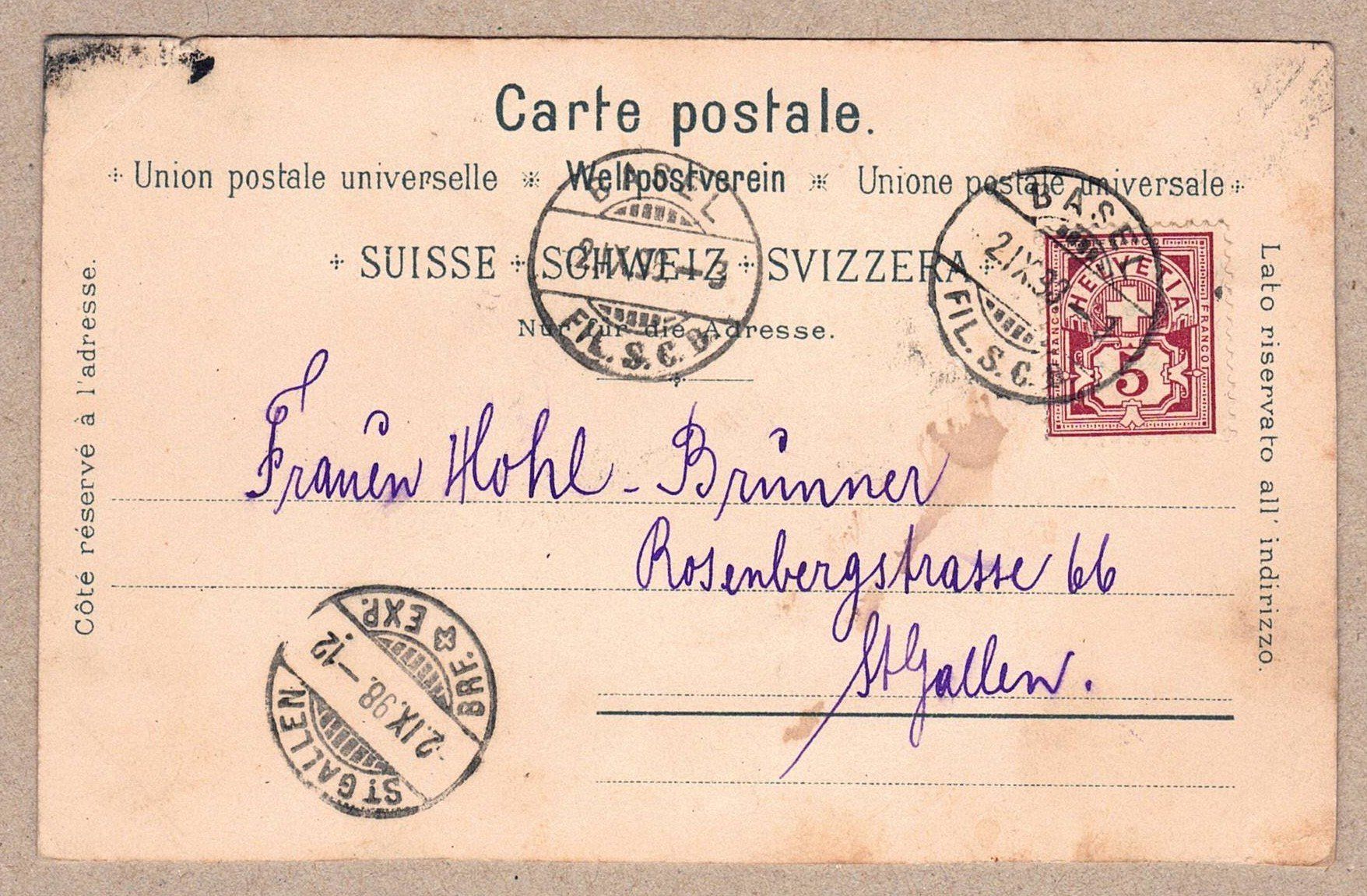 Ansichtskarten: 1898 Zürich, Litho-Karte – Gebraucht aus Kreuzlingen von Koi4 1