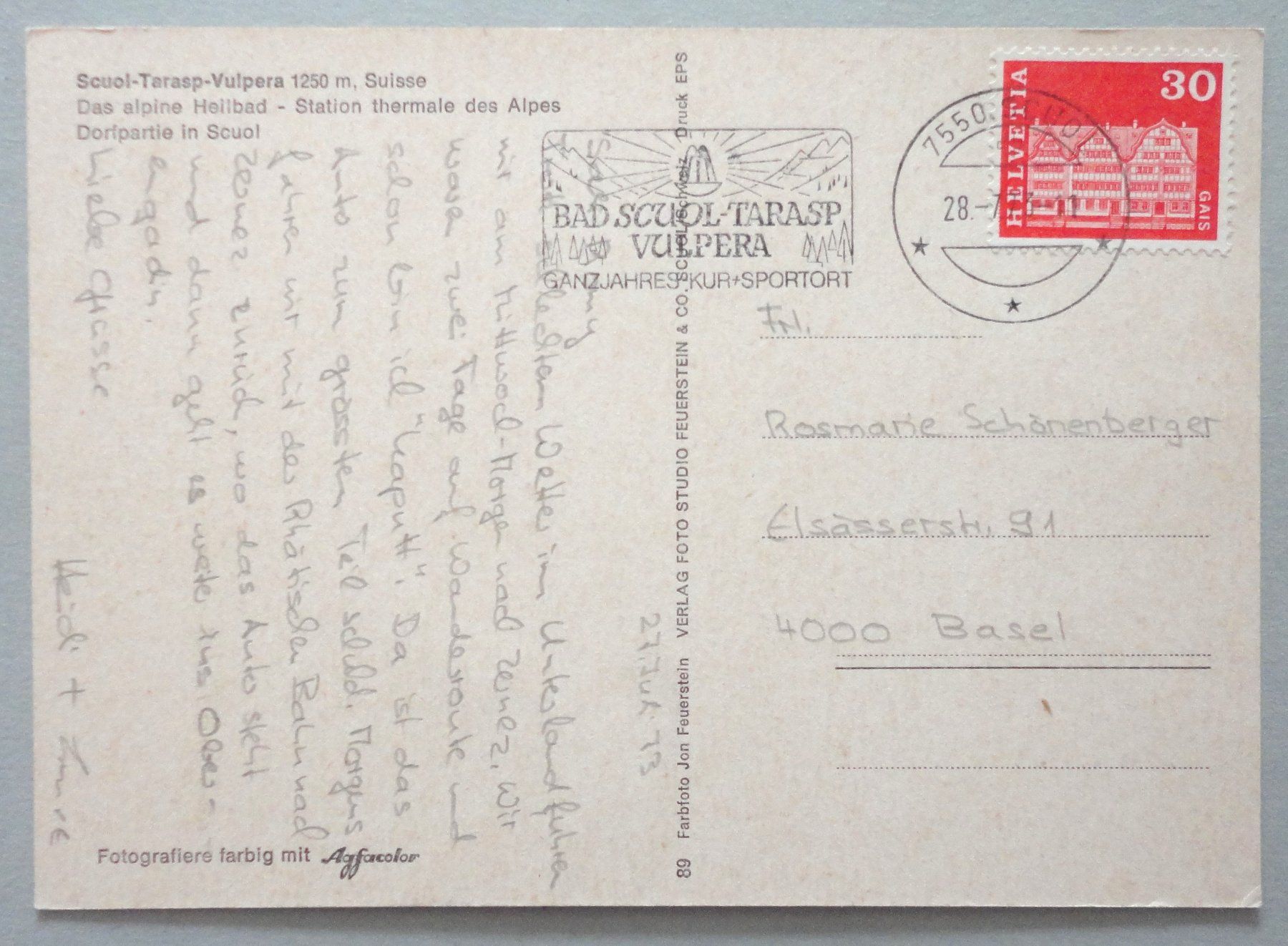 Cartoline postali: Dorfpartie in Scuol – Usato da Fétigny venduto da Billy2miny 1