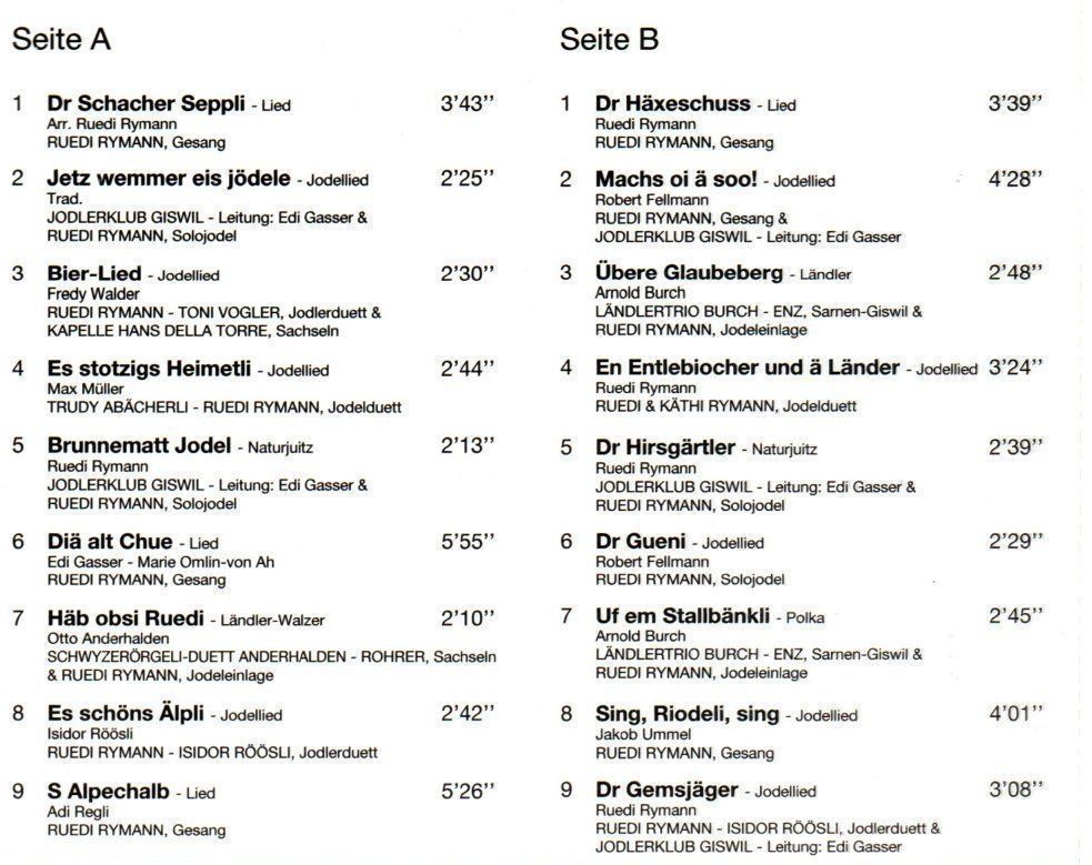 Musicassette: RUEDI RYMANN - SING, RIODELL, SING, MC – Usato da Greifensee venduto da scharmant 2