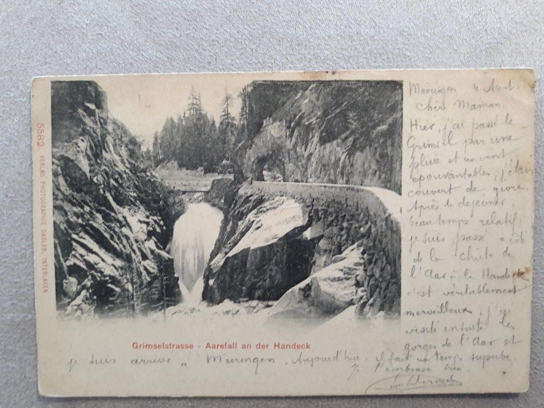 Ansichtskarten: HANDECK  -  Aarefall - Grimselstrasse  - 1902 – Gebraucht aus Delémont von Domdom1