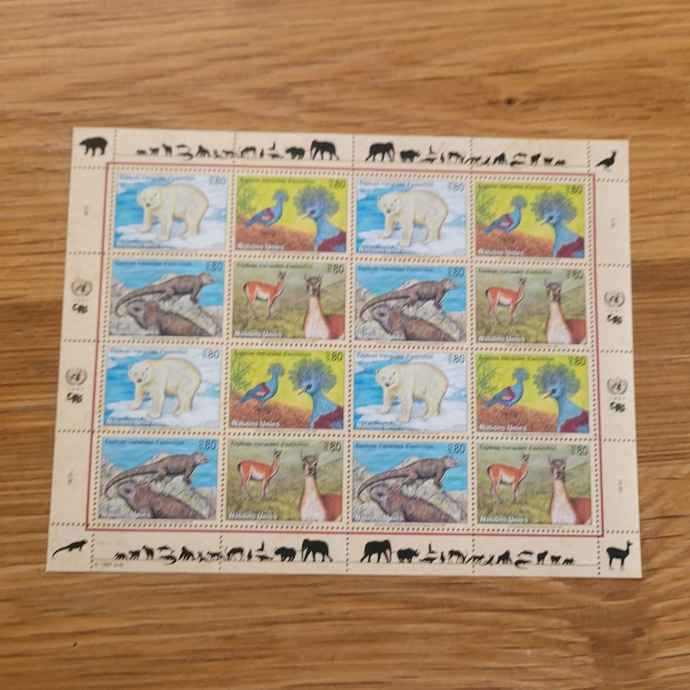 Tous les timbres: Kleinbogen ONU Espèces Menacées D'extinction 1997 – D'occasion à Biel/Bienne par Destockweb