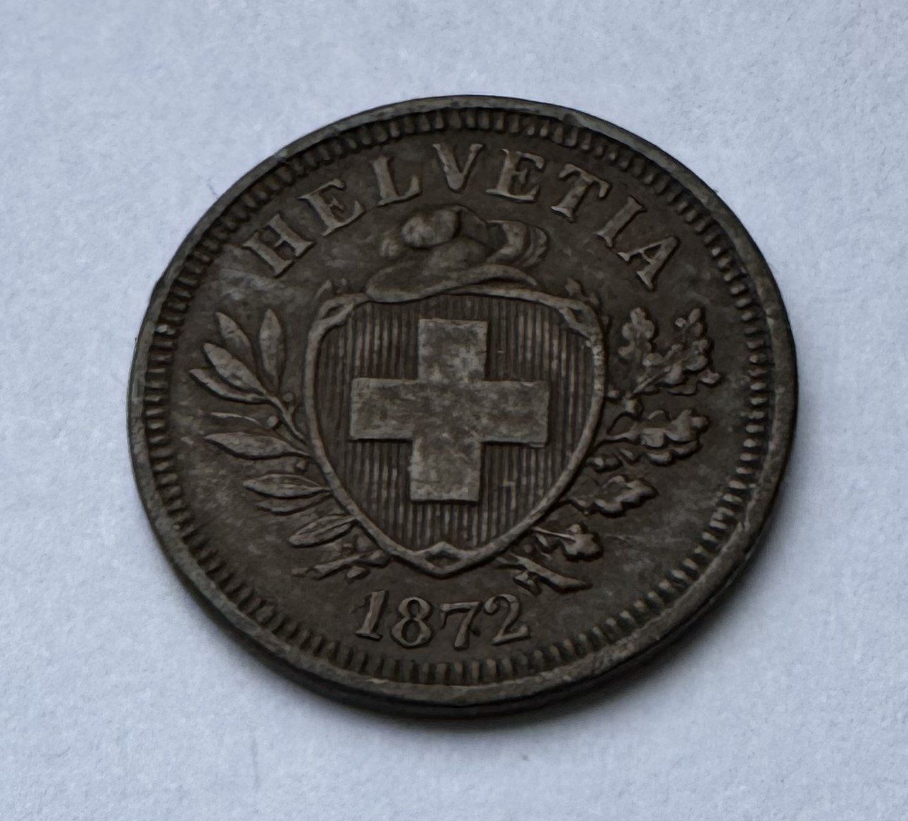 Tutti le monete: 1872 1 Rappen -vz – Usato da Kirchberg SG venduto da Helveticus00