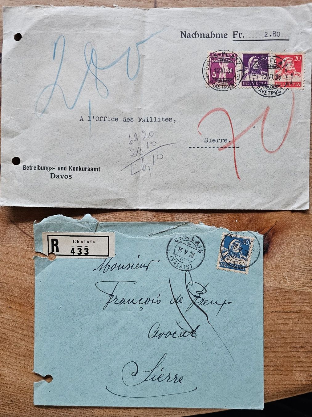 Tous les timbres: Schweiz - 2 alte Briefe – D'occasion à Les Valettes par Nuba1