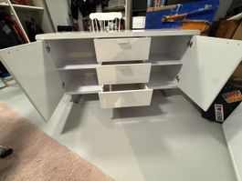 Sideboard weiss Hochglanz mit drei Schubladen gebraucht