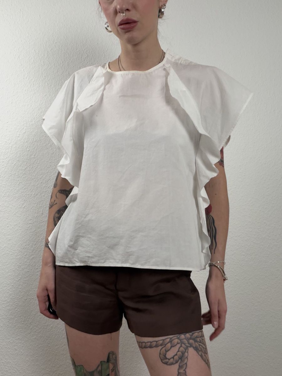 Zara Blusen: Zara Basic white ruffle blouse size S – Gebraucht aus Knonau von Grapesvintage 3