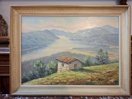 Oelgemaelde Carlo Casati Berglandschaft am See