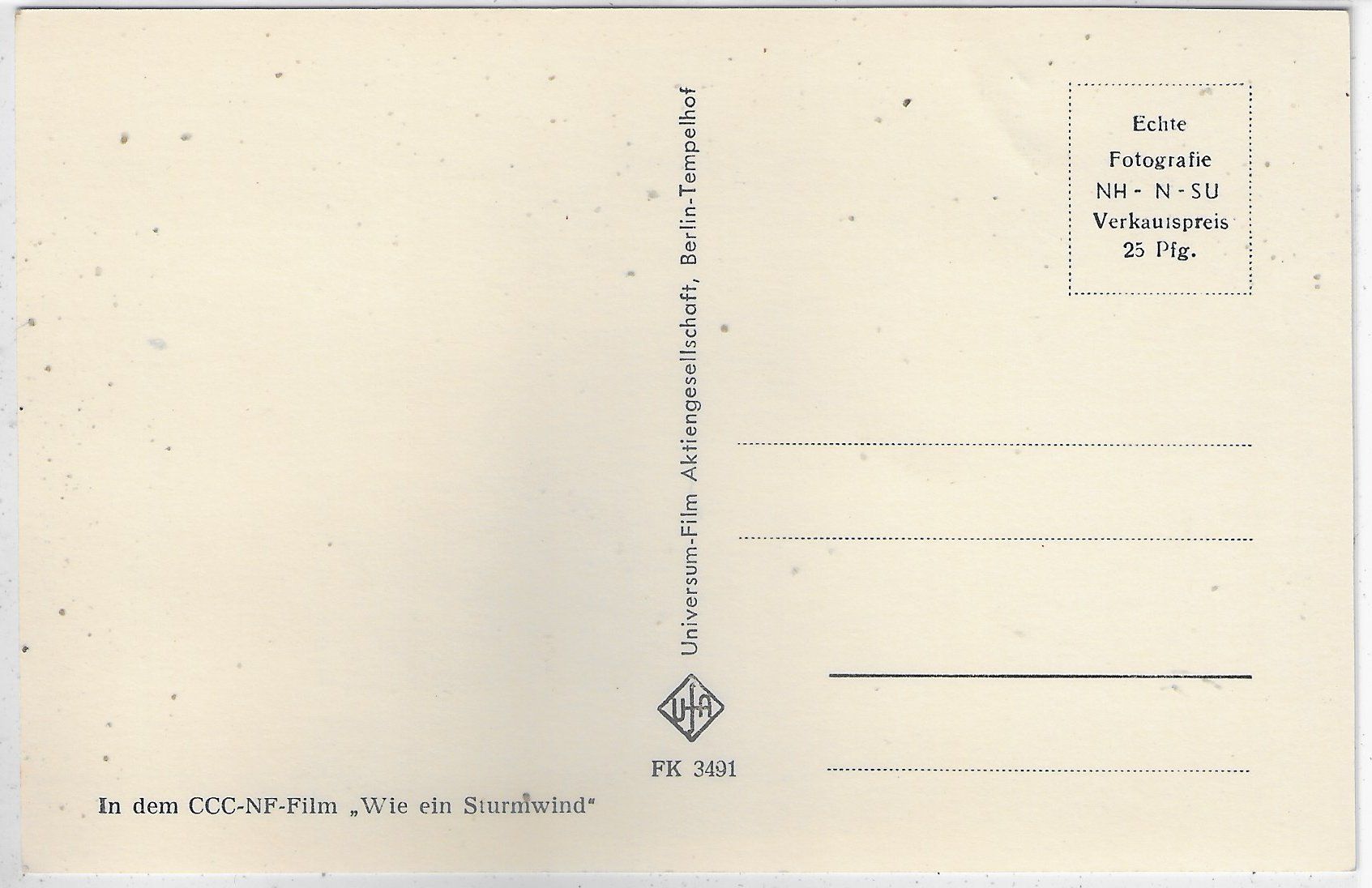 Cartoline postali: Susanne Cramer in "Wie ein Sturmwind" UFA – Usato da Ettingen venduto da Kartenplanet 1