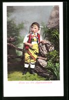 Kleiner Junge in Appenzeller Tracht vor 