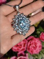 Prachtvolle Schneekönigin Topas Anhänger 925 Silber Fassung