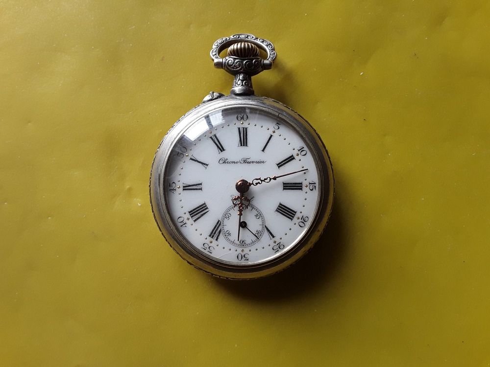 Montre à Gousset Chrono Feuvrier Épinal - Argentan - 4,7 Cm - Mécanique Manuelle - Très Bon état