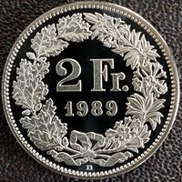 2 Franken 1989 stgl. / aus Münzsatz